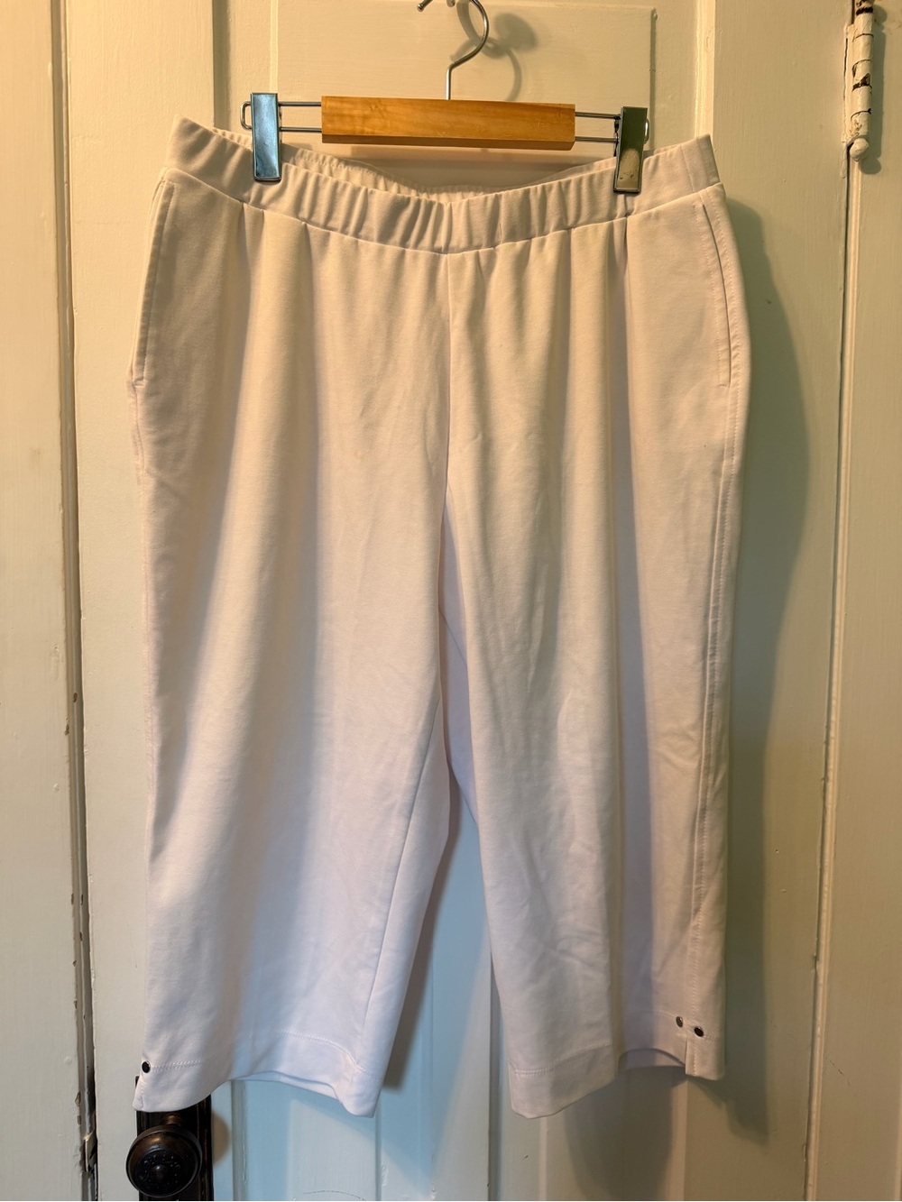 Alia  Petite Relaxed White Cropped Pull-On Pants size 14